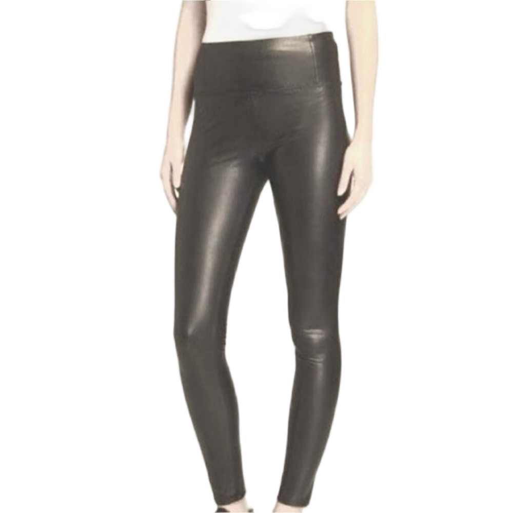 7 For All Mankind - High Waisted - Faux Leather Leggings - Grey - Size M